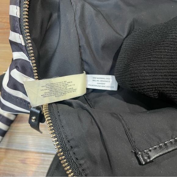 Kate Spade New York Watson Lane Hartley Nylon Backpack Black White Striped Gold - Picture 6 of 13